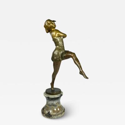 Leon Salat Leon Salat Dancing Lady on Onyx Base Signed Early 20th Century