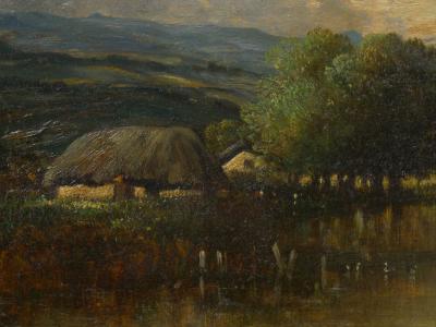 Leon Victor Dupre Cottage on a Lake Barbizon Oil Painting by Victor Dupr circa 1850