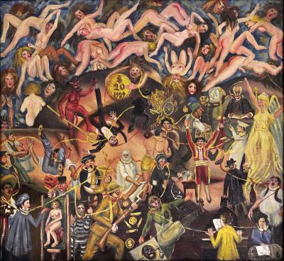 Leonard Lopez Devil Battle of Good and Evil Nude woman Like Hieronymus Bosch