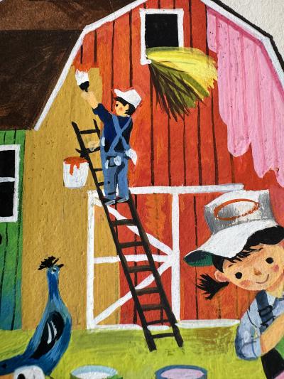 Leonard Shortall Farm Animals Childrens Book Original Illustration Little Golden Book