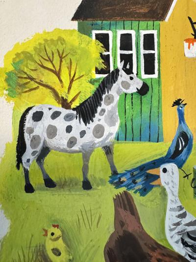 Leonard Shortall Farm Animals Childrens Book Original Illustration Little Golden Book