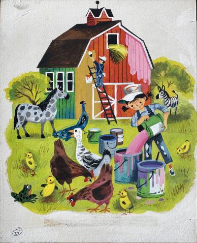Leonard Shortall Farm Animals Childrens Book Original Illustration Little Golden Book