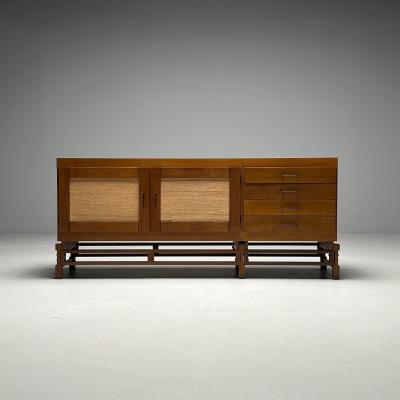 Leonardo Fiori Italian Mid Century Modern Sideboard Weng Seagrass 1950s