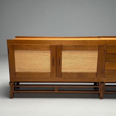 Leonardo Fiori Italian Mid Century Modern Sideboard Weng Seagrass 1950s