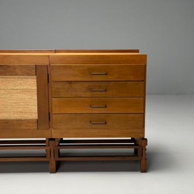 Leonardo Fiori Italian Mid Century Modern Sideboard Weng Seagrass 1950s