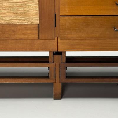 Leonardo Fiori Italian Mid Century Modern Sideboard Weng Seagrass 1950s