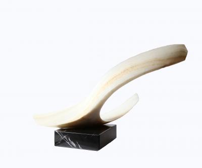 Leonardo M Nierman Wide White Onyx Sculpture by Leonardo Nierman