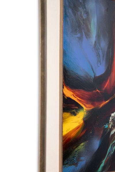 Leonardo Nierman Abstract Oil Painting on Board titled Prophesy 1960s Mexico