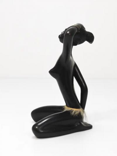 Leopold Anzengruber African Woman Figurine Sculpture by Leopold Anzengruber Vienna Austria 1950s