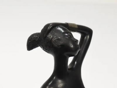 Leopold Anzengruber African Woman Figurine Sculpture by Leopold Anzengruber Vienna Austria 1950s