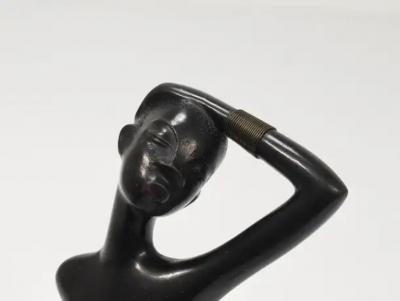 Leopold Anzengruber African Woman Figurine Sculpture by Leopold Anzengruber Vienna Austria 1950s