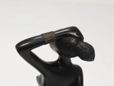 Leopold Anzengruber African Woman Figurine Sculpture by Leopold Anzengruber Vienna Austria 1950s