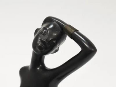 Leopold Anzengruber African Woman Figurine Sculpture by Leopold Anzengruber Vienna Austria 1950s