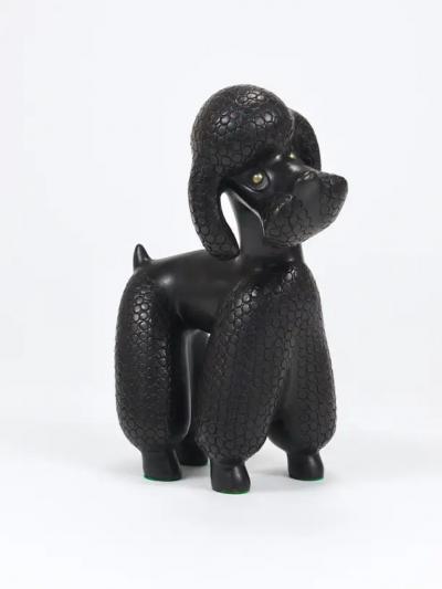 Leopold Anzengruber Charming Dog Poodle Sculpture Figurine by Leopold Anzengruber Austria 1950s