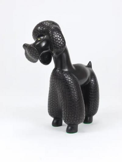 Leopold Anzengruber Charming Dog Poodle Sculpture Figurine by Leopold Anzengruber Austria 1950s