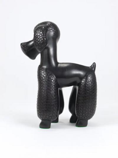 Leopold Anzengruber Charming Dog Poodle Sculpture Figurine by Leopold Anzengruber Austria 1950s