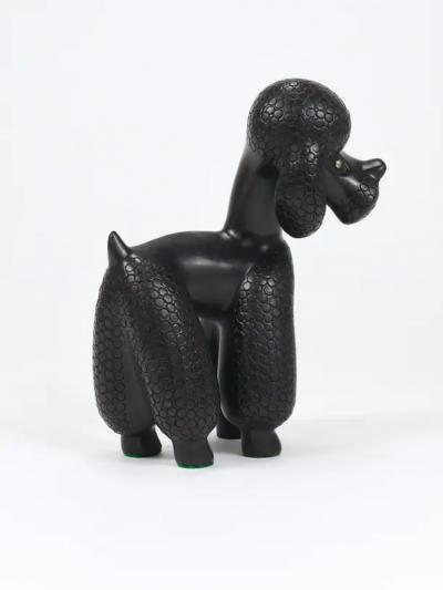 Leopold Anzengruber Charming Dog Poodle Sculpture Figurine by Leopold Anzengruber Austria 1950s