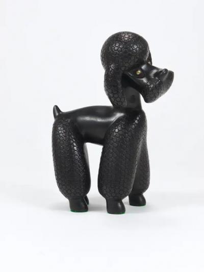 Leopold Anzengruber Charming Dog Poodle Sculpture Figurine by Leopold Anzengruber Austria 1950s
