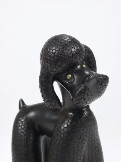 Leopold Anzengruber Charming Dog Poodle Sculpture Figurine by Leopold Anzengruber Austria 1950s
