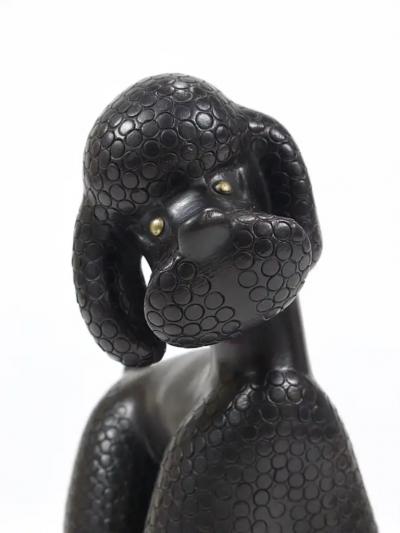 Leopold Anzengruber Charming Dog Poodle Sculpture Figurine by Leopold Anzengruber Austria 1950s