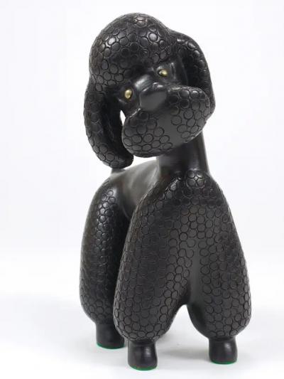 Leopold Anzengruber Charming Dog Poodle Sculpture Figurine by Leopold Anzengruber Austria 1950s