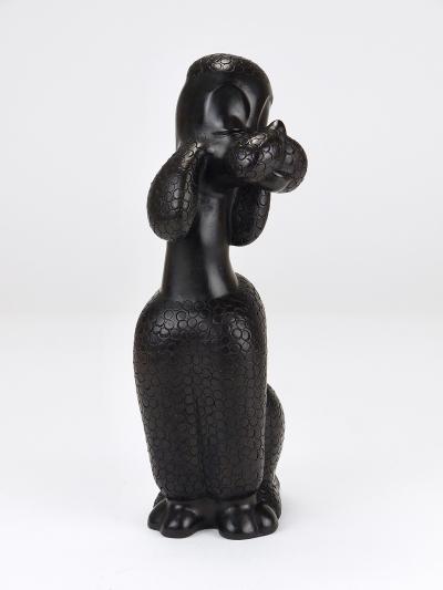 Leopold Anzengruber Charming Dog Poodle Sculpture Figurine by Leopold Anzengruber Austria 1950s