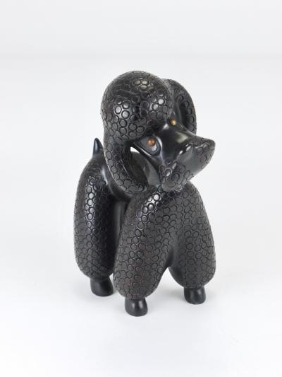 Leopold Anzengruber Charming Dog Poodle Sculpture Figurine by Leopold Anzengruber Austria 1950s