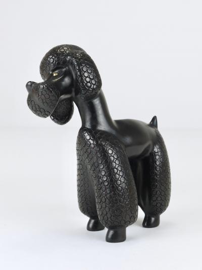 Leopold Anzengruber Charming Dog Poodle Sculpture Figurine by Leopold Anzengruber Austria 1950s