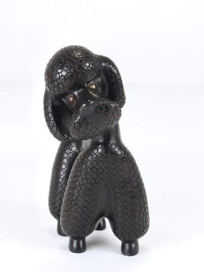 Leopold Anzengruber Charming Dog Poodle Sculpture Figurine by Leopold Anzengruber Austria 1950s