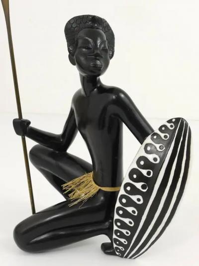 Leopold Anzengruber Huge African Watusi Warrior Sculpture by Leopold Anzengruber Vienna 1950s