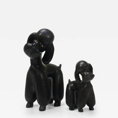 Leopold Anzengruber Pair of Mid Century Dog Poodle Sculptures by Leopold Anzengruber Austria 1950s
