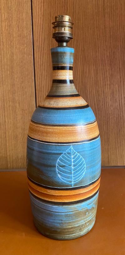Les 2 Potiers Michelle et Jacques Serre Ceramic Table Lamp France 1960s