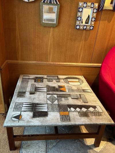 Les 2 Potiers Michelle et Jacques Serre Ceramic enameled lava coffe table by les 2Potiers France 1960s