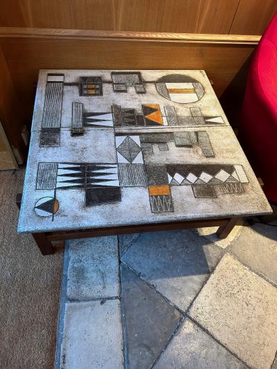 Les 2 Potiers Michelle et Jacques Serre Ceramic enameled lava coffe table by les 2Potiers France 1960s