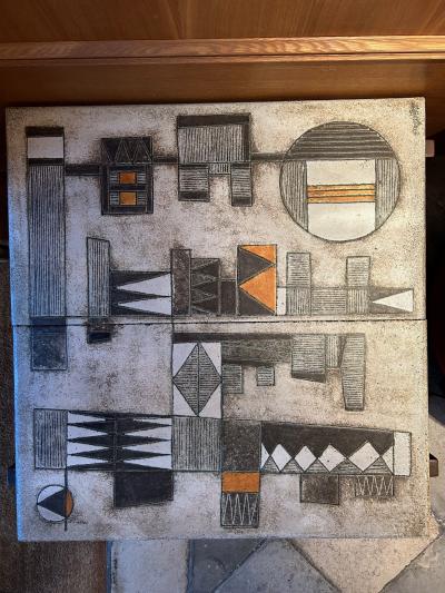 Les 2 Potiers Michelle et Jacques Serre Ceramic enameled lava coffe table by les 2Potiers France 1960s