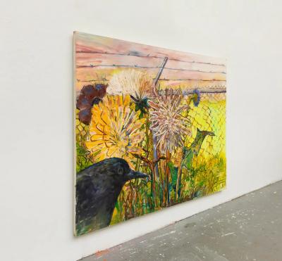 Leslie Bostrom Leslie Bostrom Blackbird and Fence Oil on Canvas 2013