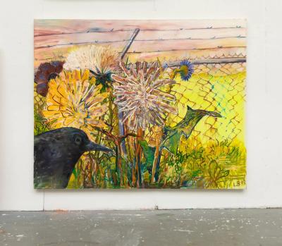 Leslie Bostrom Leslie Bostrom Blackbird and Fence Oil on Canvas 2013