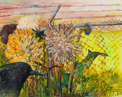 Leslie Bostrom Leslie Bostrom Blackbird and Fence Oil on Canvas 2013