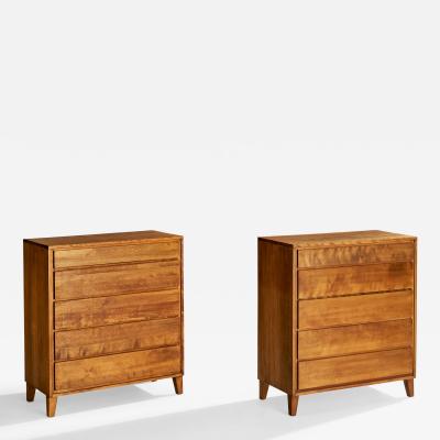 Leslie Diamond Chests of Drawers in Maple USA 1950s
