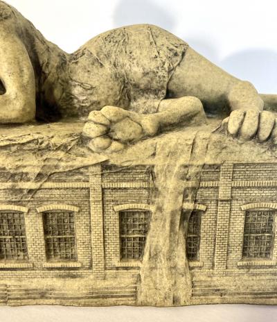 Leslie Fry Reclining Sphinx Leslie Fry Table Top Resin Sculpture