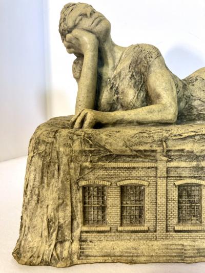 Leslie Fry Reclining Sphinx Leslie Fry Table Top Resin Sculpture