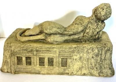 Leslie Fry Reclining Sphinx Leslie Fry Table Top Resin Sculpture