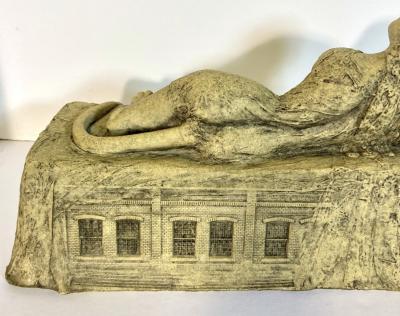 Leslie Fry Reclining Sphinx Leslie Fry Table Top Resin Sculpture