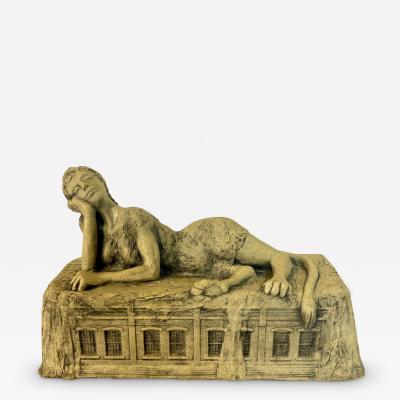 Leslie Fry Reclining Sphinx Leslie Fry Table Top Resin Sculpture