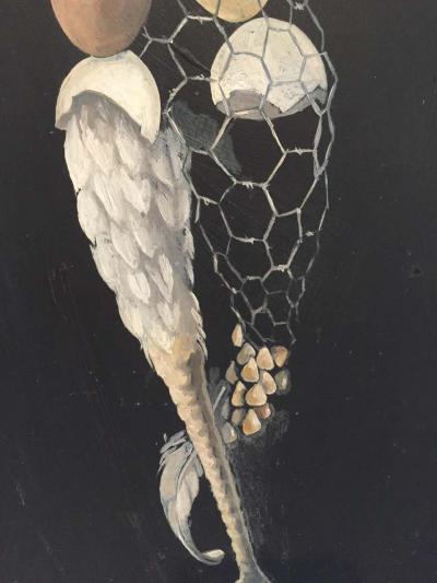 Lester Gaba Hand Painted on Wood Chicken with Eggs Lilly Dache Collection