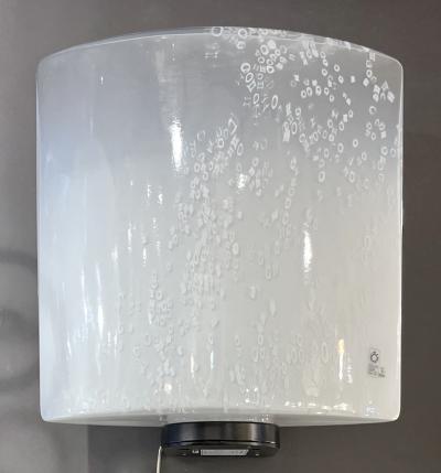 Leucos 1982 Italian Vintage Pair of Black White Crystal Murano Glass Sconces