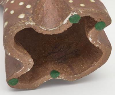 Leza S McVey Monumental Leza McVey Surrealist Eye in Hand Ceramic Sculpture 1977