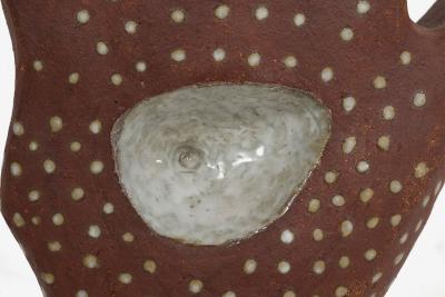 Leza S McVey Monumental Leza McVey Surrealist Eye in Hand Ceramic Sculpture 1977