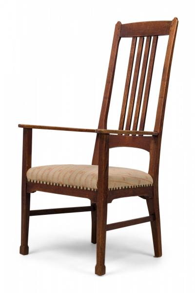 Liberty of London English Arts and Crafts High Slat Back Beige Side Chairs