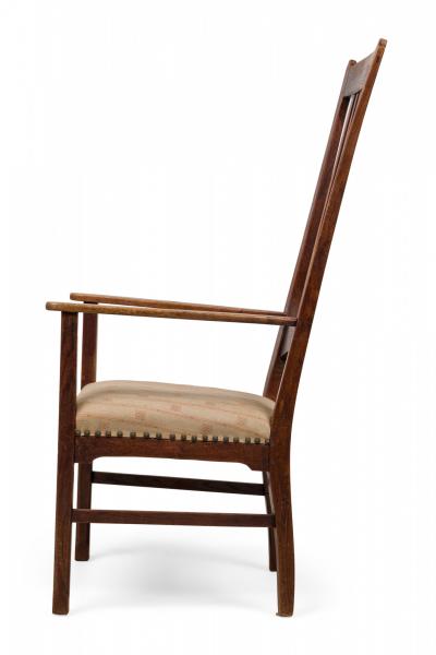 Liberty of London English Arts and Crafts High Slat Back Beige Side Chairs